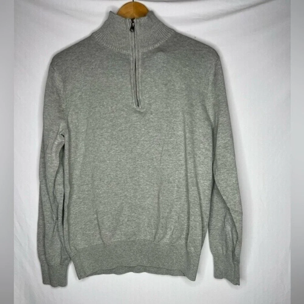 J Crew Mens 1/4 zip gray sweater size L